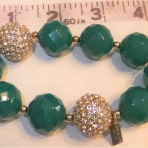 kate spade new york green faceted & CZ pave bead stretch bracelet